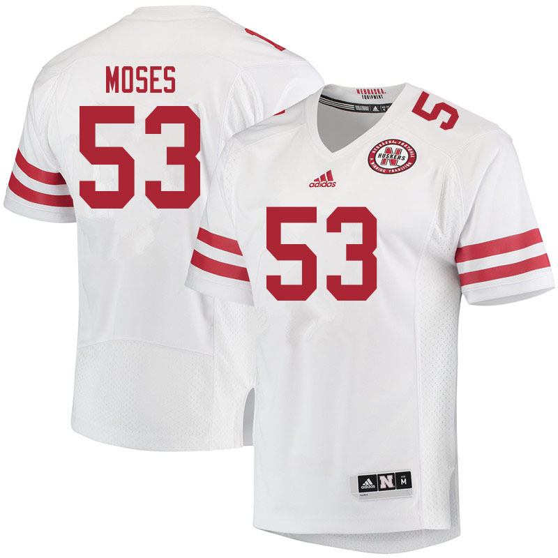 Women #53 Riley Moses Nebraska Cornhuskers College Football Jerseys Sale-White